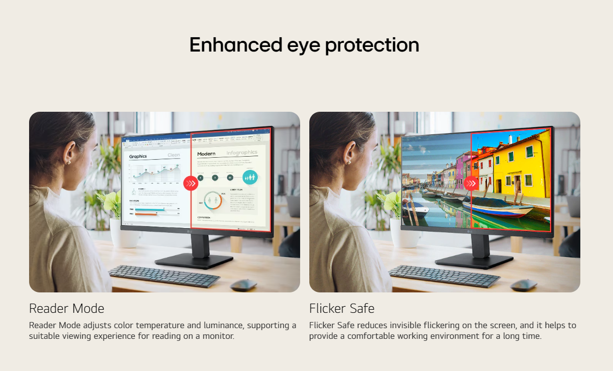 LG 24MR400-B/24MR400 24 Inch FHD IPS 3-Side Borderless Monitor with ...