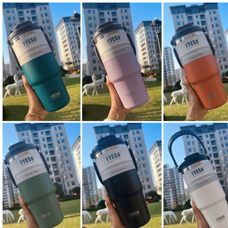 SG]TYESO Thermal Tumbler Flask Cup with Straw Coffee Cup Vacuum