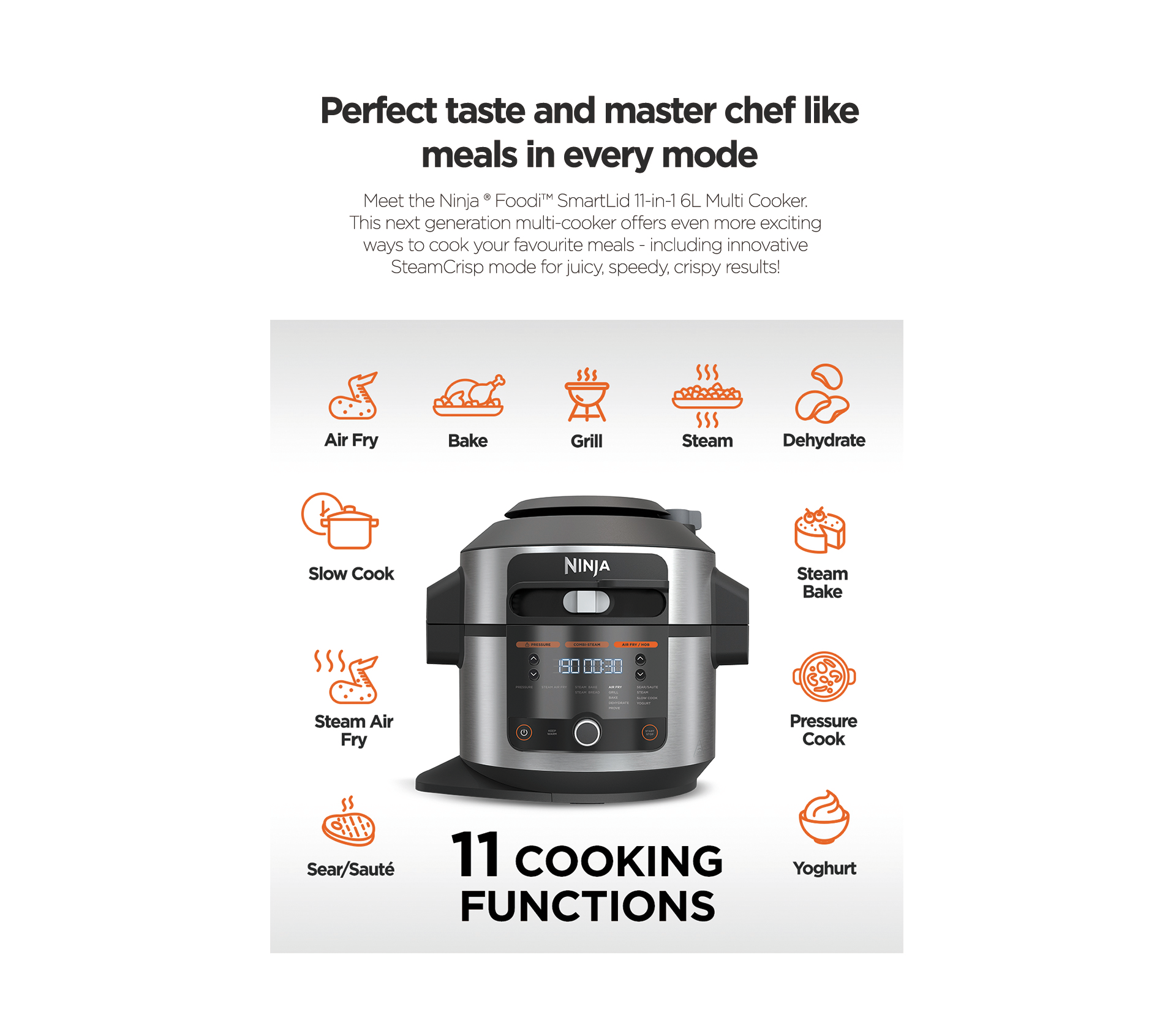 Ninja SmartLid 11-in-1 Electric Cooker (6 L) with Air Fryer OL550EU – Pino  & Jacaranda