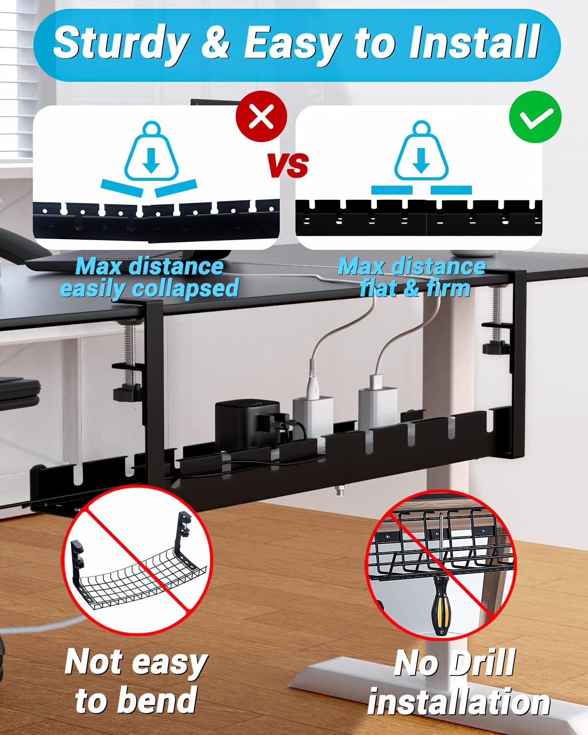 Extendable Under Desk Cable Management Tray,Retractable Cord Organizer ...