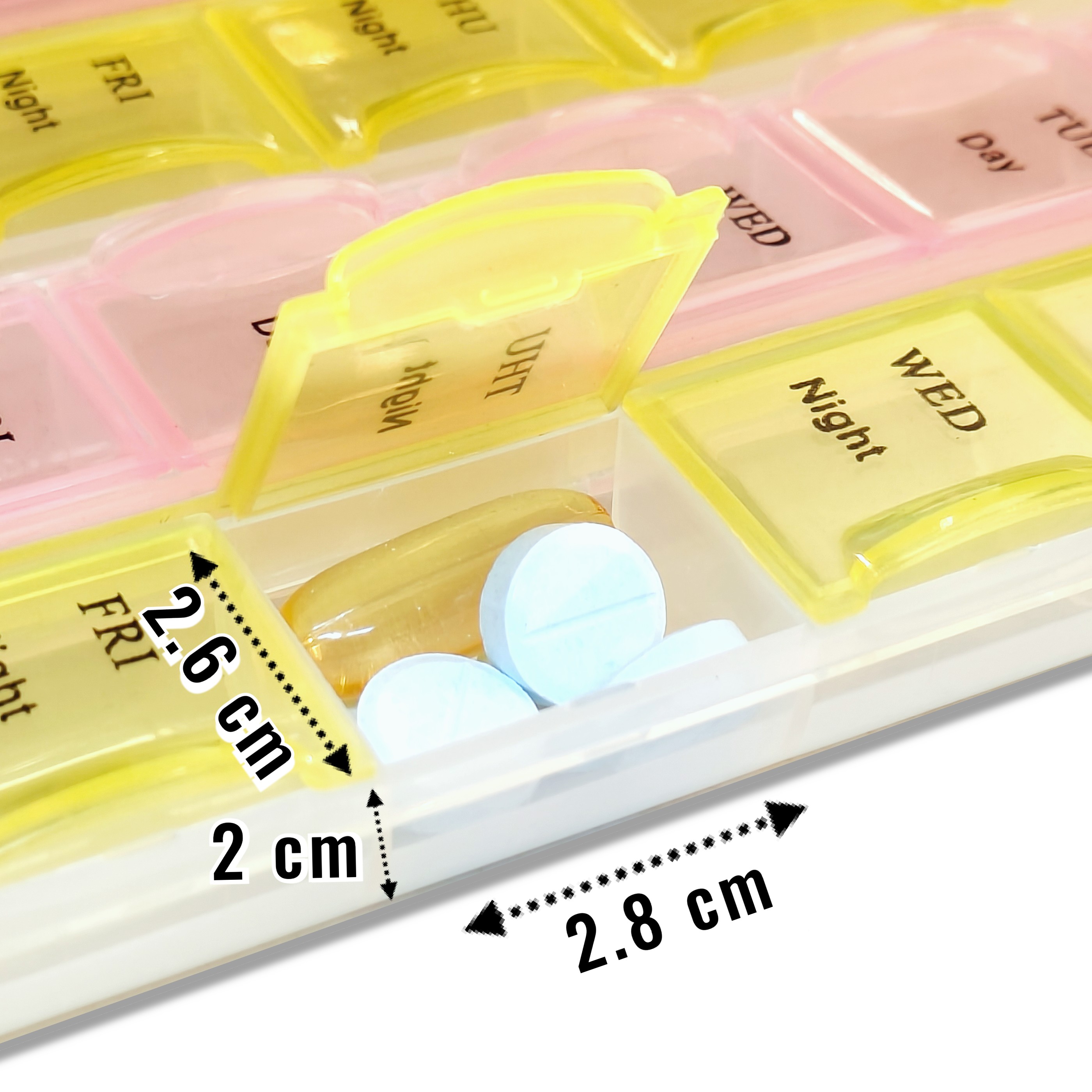 (2 Pcs) Medicine Box Pill Organizers with 14+7 Compartments For ...