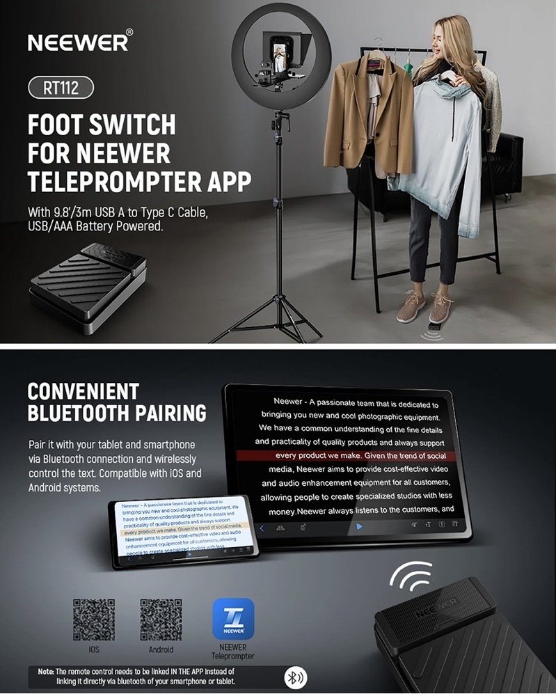 NEEWER RT112 Foot Switch for NEEWER Teleprompter App | Shopee Singapore