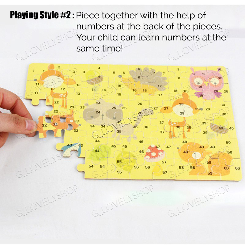 Cute Cartoon 60pcs Wooden Jigsaw Puzzle Tin Box Kids Educational Toy ...