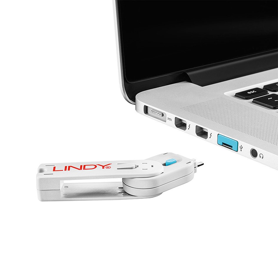 Lindy USB A Port Blocker Blue P/N:40452 Pack of 4pcs USB Blocker Lock ...