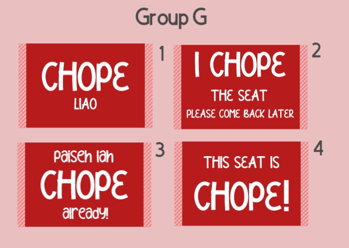 CHOPE CARD with Customised Name/Text, Reserved / Chope Yr seat at ...