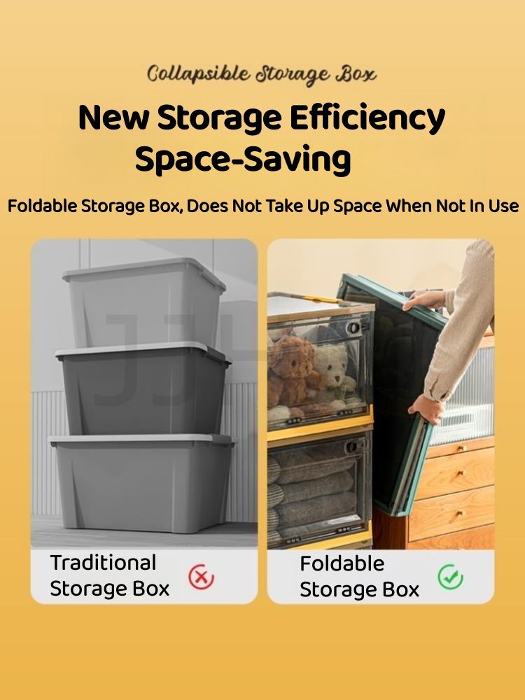 Foldable box organizer stackable storage box collapsible transparent ...