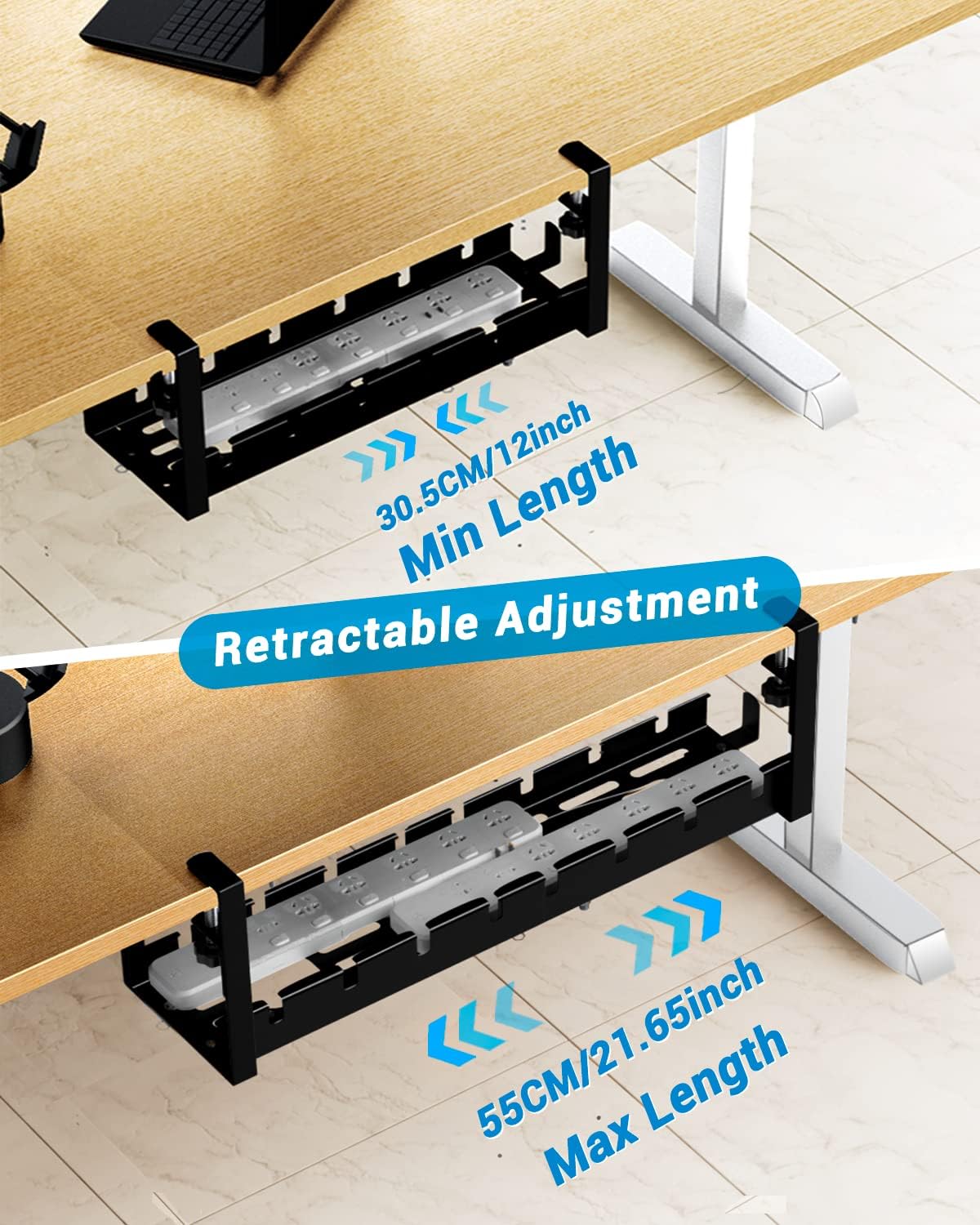 Extendable Under Desk Cable Management Tray,Retractable Cord Organizer ...