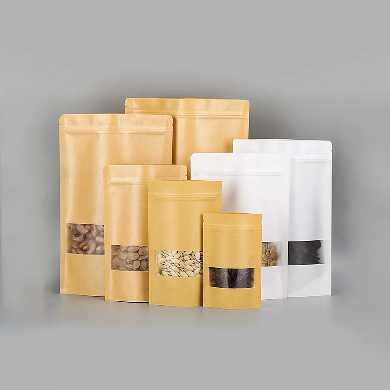 Resealable Zip lock Kraft Standing Pouch Frosted Window Zipper Bag Hari ...