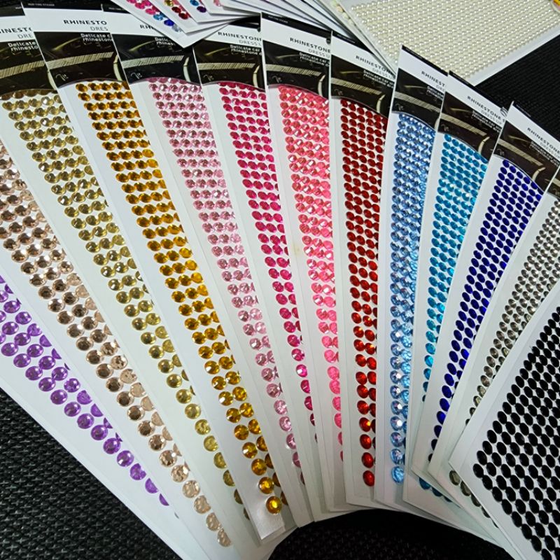 6mm [STK 01] Rhinestone Glittery Sticker Strips | Rhinestone Round ...