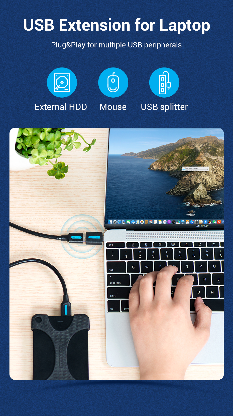 Vention USB Male to Type C Female OTG Adapter Converter Cable for Phone ...