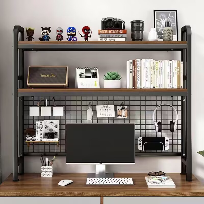 Desktop Shelf Desktop With Grid Multi-layer Shelves Computer Desk ...