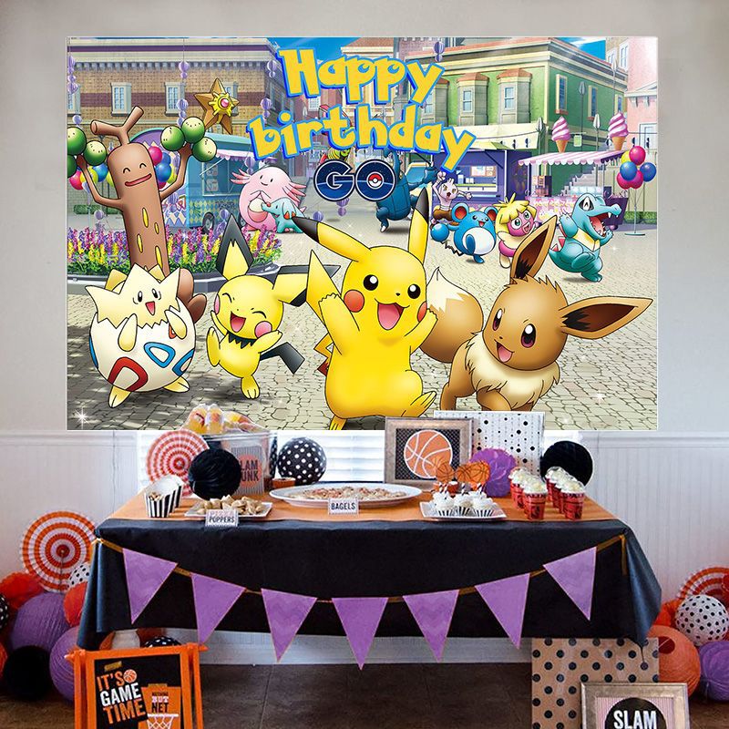 [SG] Pokemon Photography Backdrop Pikachu Banner Supplies Baby Shower ...