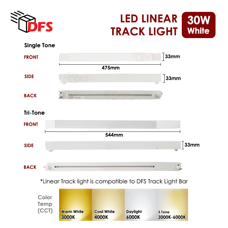 DFS LED Linear Track Light 20W/30W Flood Light Linear Light 6000K ...