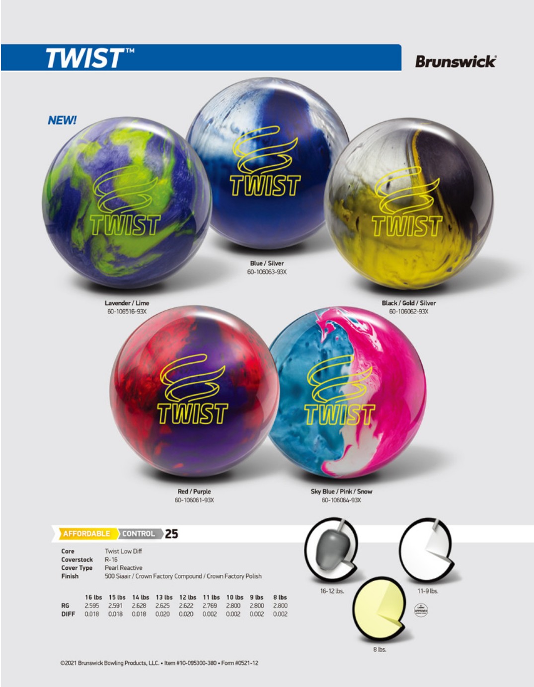 brunswick-twist-bowling-ball-5color-soft-ball-hook-ball-official