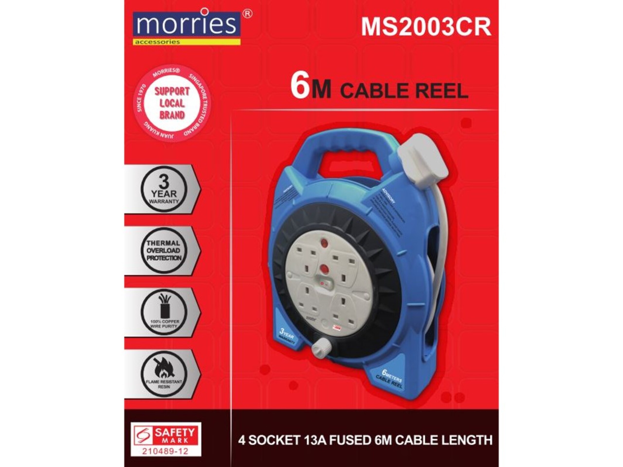 Morries 4 Way Socket 6M / 10M Cable Reel MS2003CR / MS2004CR | Shopee ...
