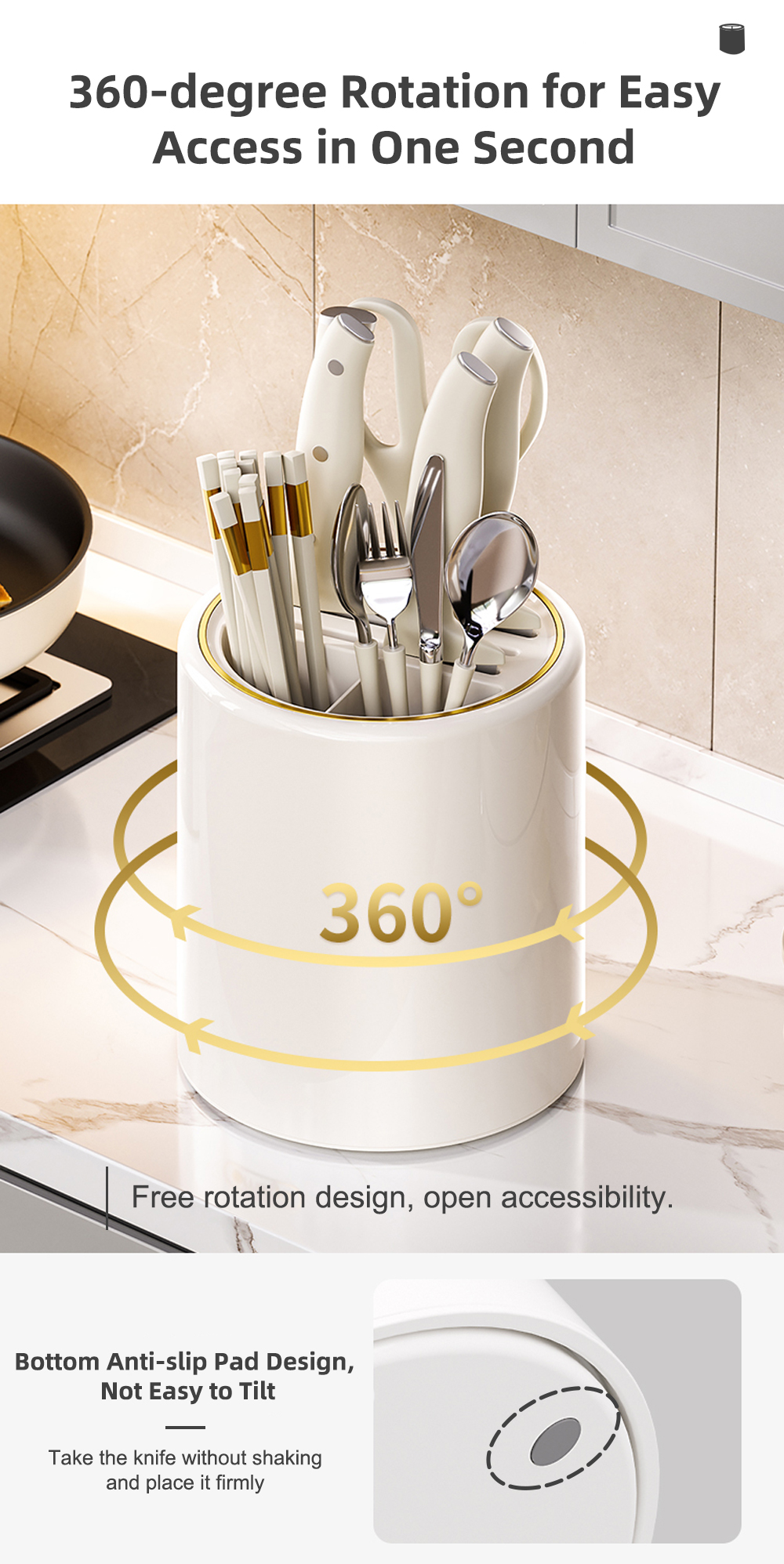 Rotating Knife Rack 360° Rotating Kitchen Utensils And Cutlery ...