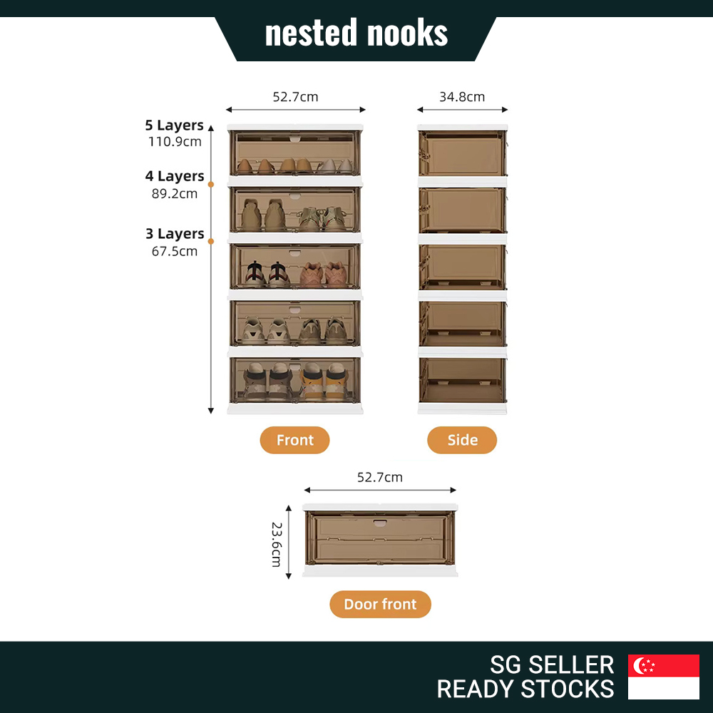 Large Foldable Stackable Shoe Storage Box Installation Free Shoe Rack ...