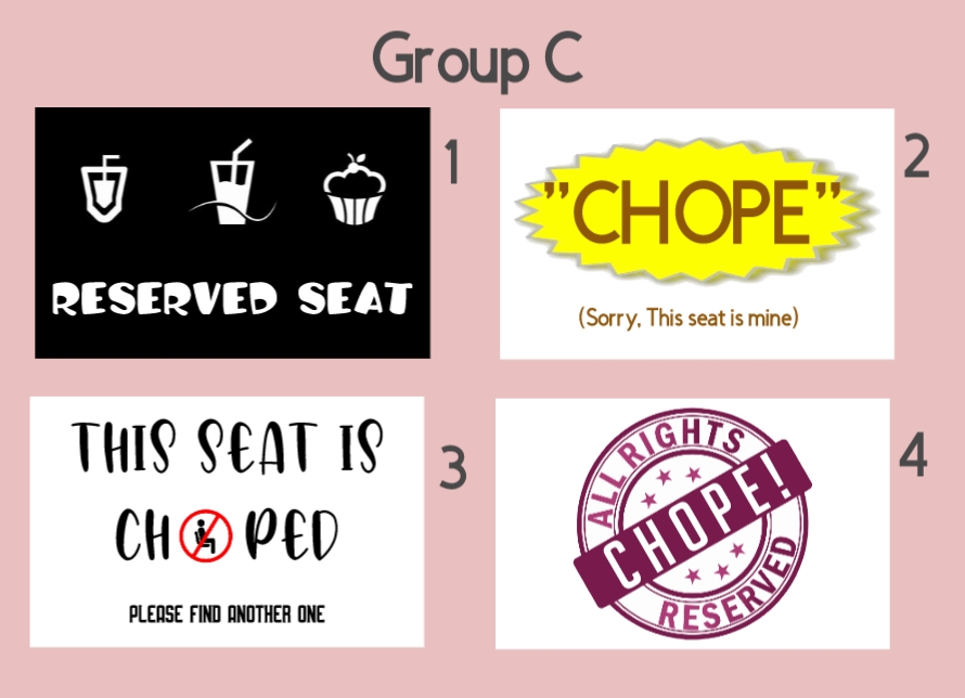 CHOPE CARD with Customised Name/Text, Reserved / Chope Yr seat at ...
