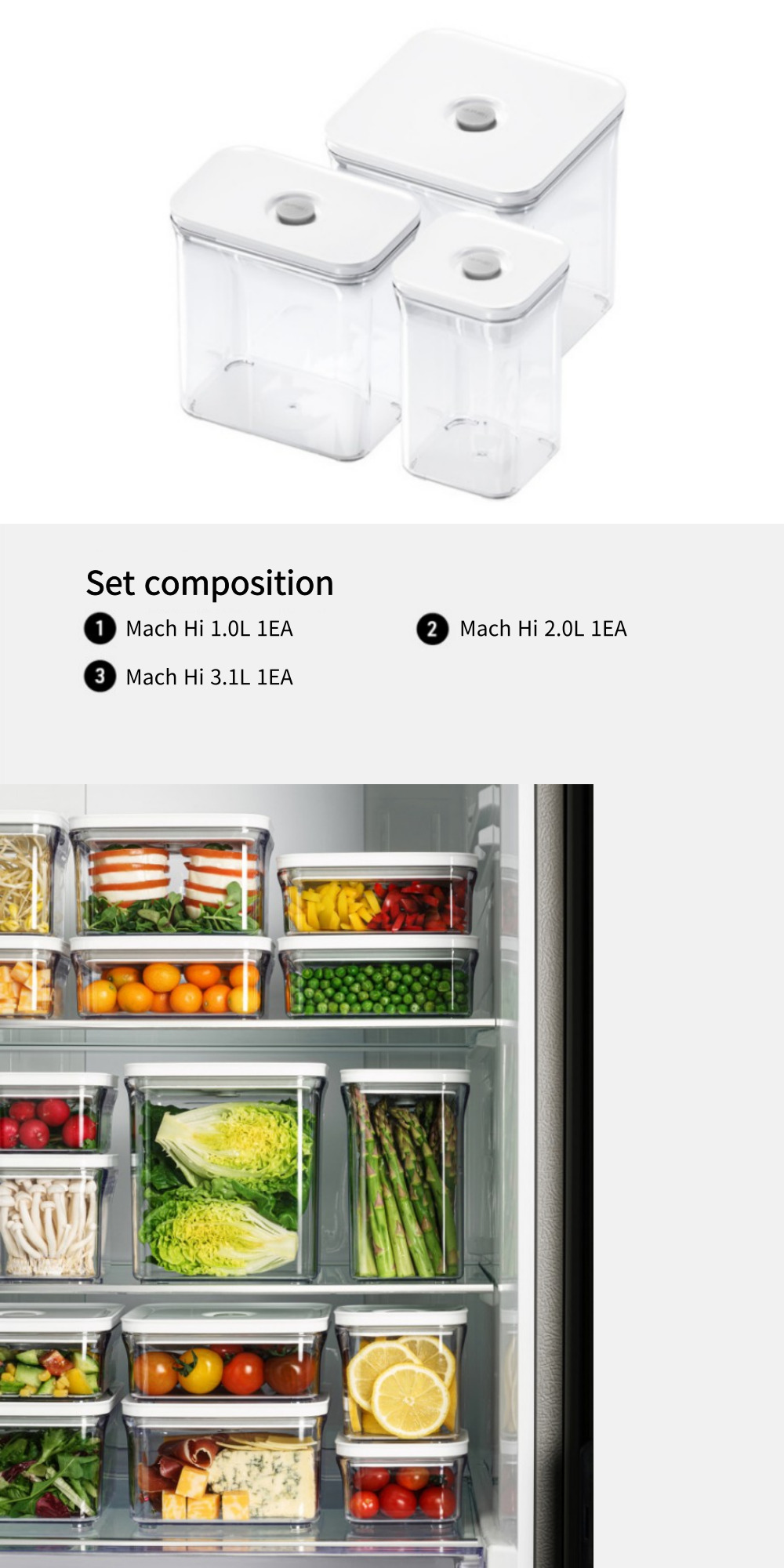 Vakuen Mach Hi 3-piece set premium vacuum food storage container / BPA ...