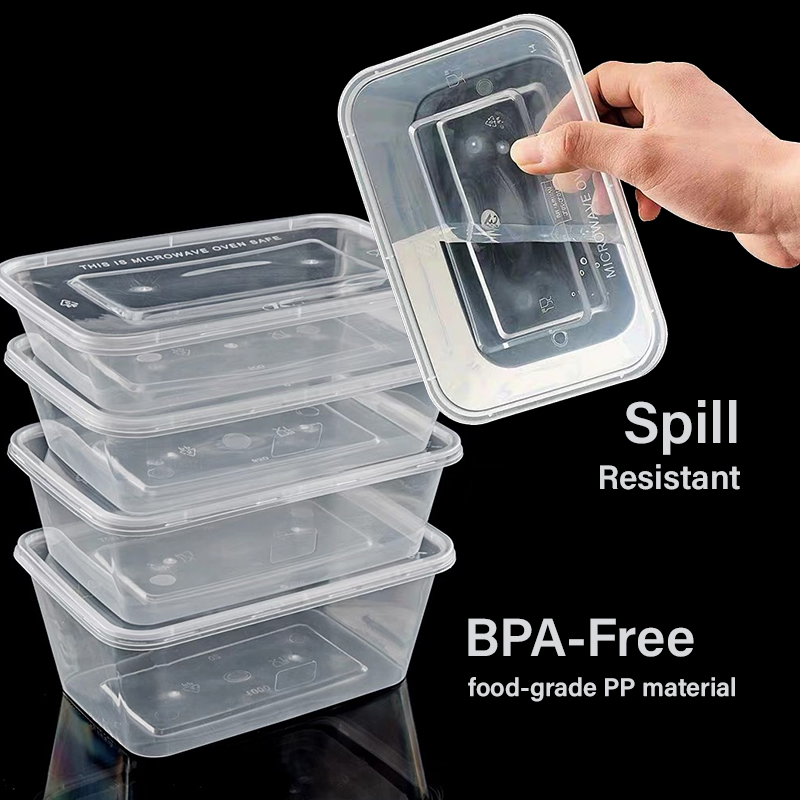 Disposable Rectangular Plastic Container Food tub with lid | Shopee ...