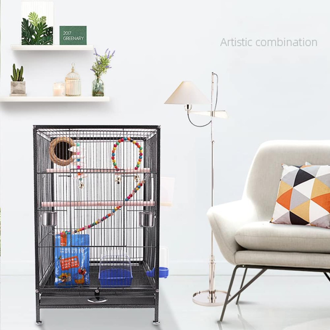 2-Tier | 3-Tier Bird Cage for Parrots | Wrought Iron Parrot Cage Dual ...