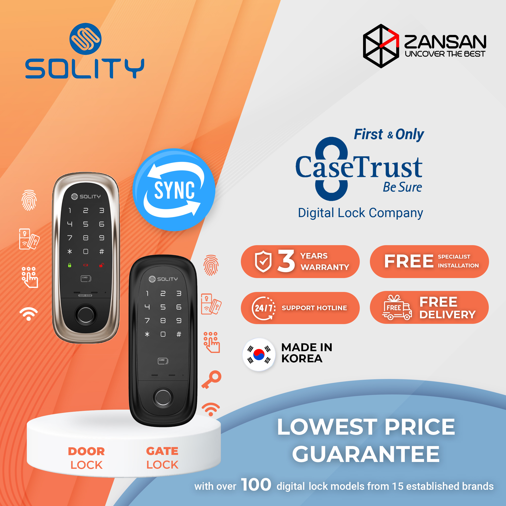 [Sync Lock] Solity GD-65B Synchronize Digital Gate Lock / Five way to ...