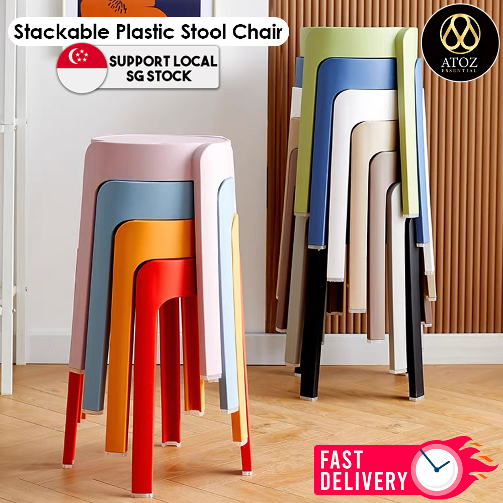 ⚡️SG SELLER⚡️ Stackable Plastic Stool Chair Upgraded Modern/Simple ...