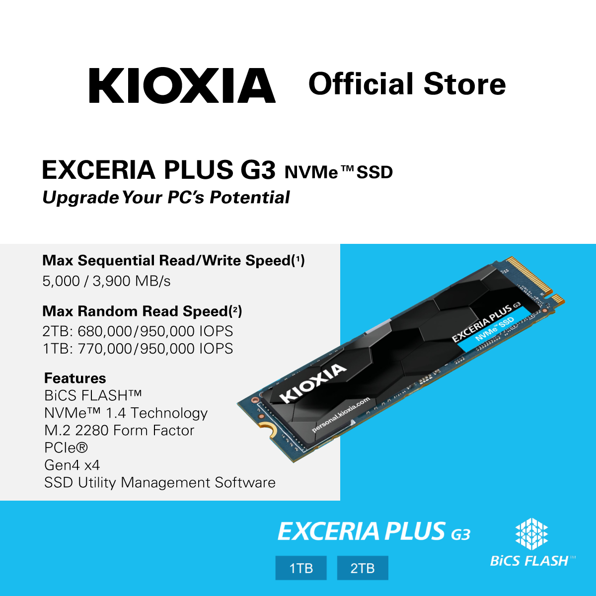 KIOXIA EXCERIA PLUS G3 2TB NVMe SSD 新品 EXCERIA PLUS G3 - NVMe