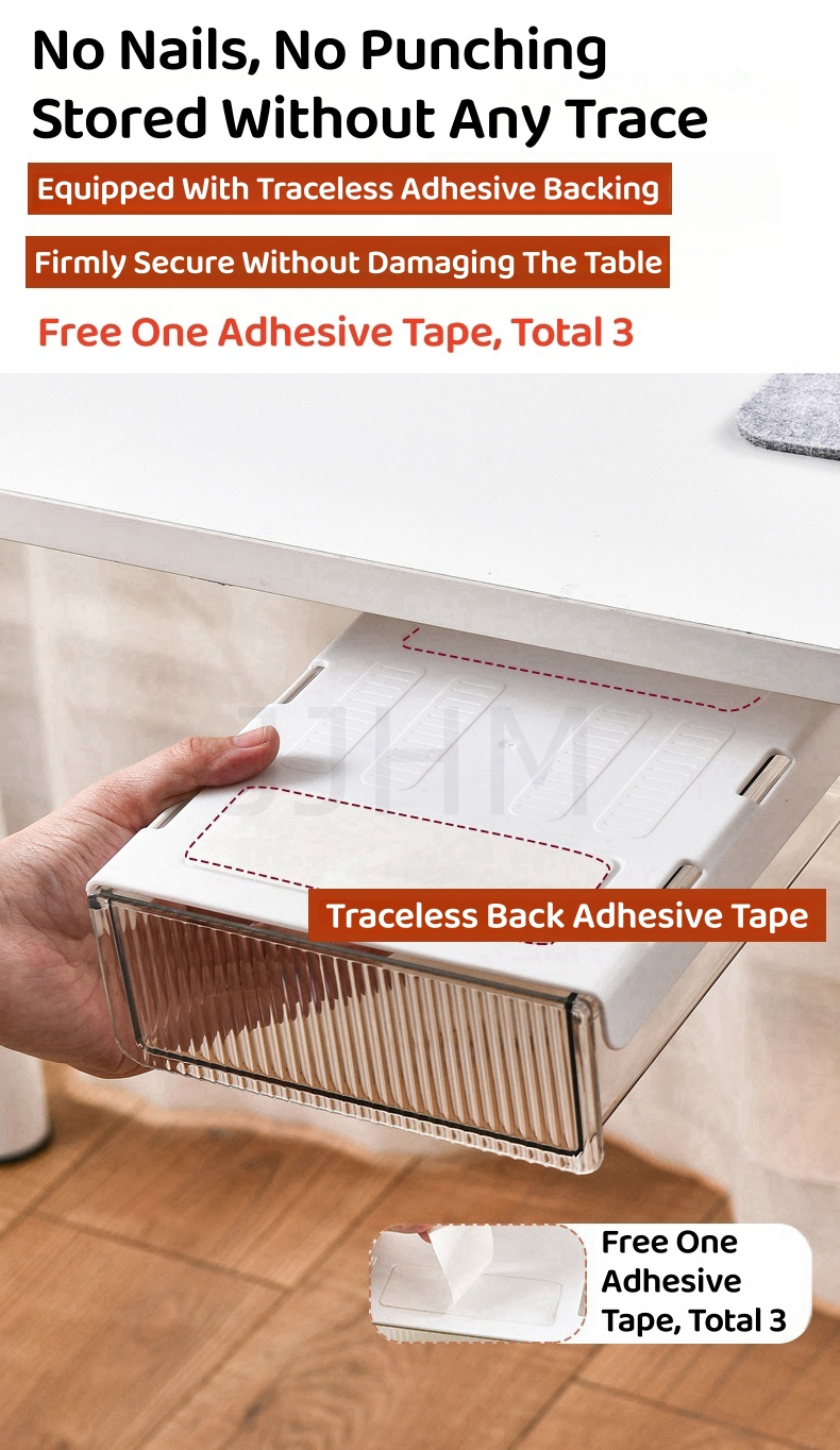 SG Under Table Desk Drawer Stationary Box Self-adhesive Under-drawer ...