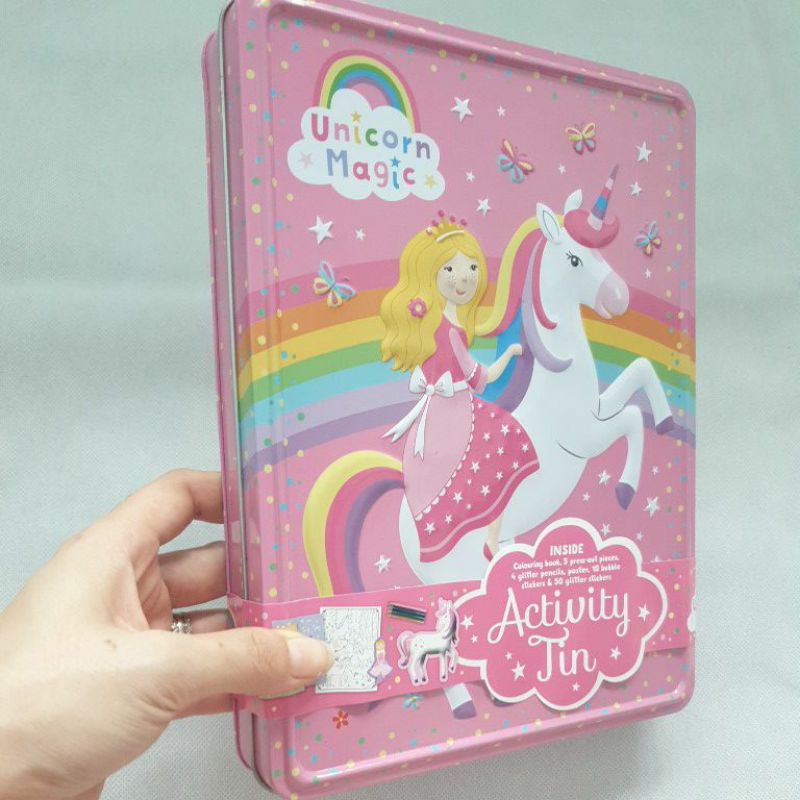 Unicorn Magic Happy Tin Book Gift Set for Kids with Colouring Bubble ...