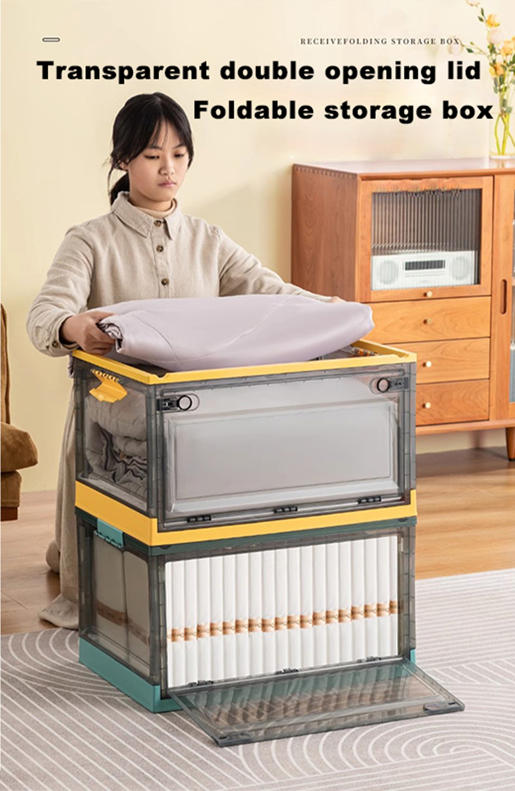 Next Day 122L Foldable Storage Box 0rganiser Storage Clothes Stackable ...