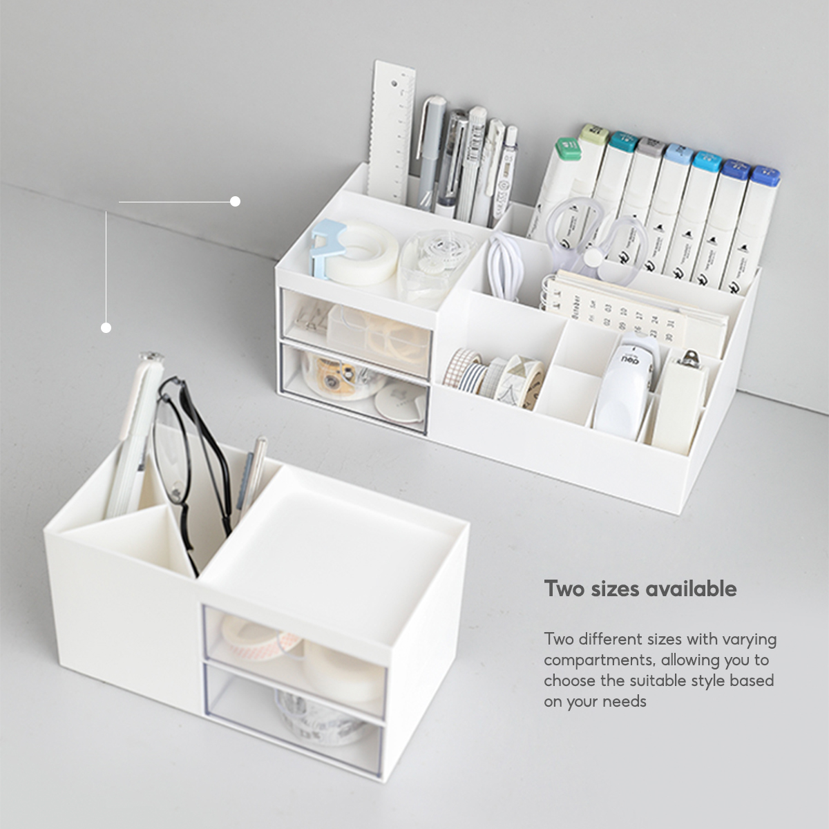 2 Drawer Pen Holder Table Organiser Office Table Organizer Desktop ...