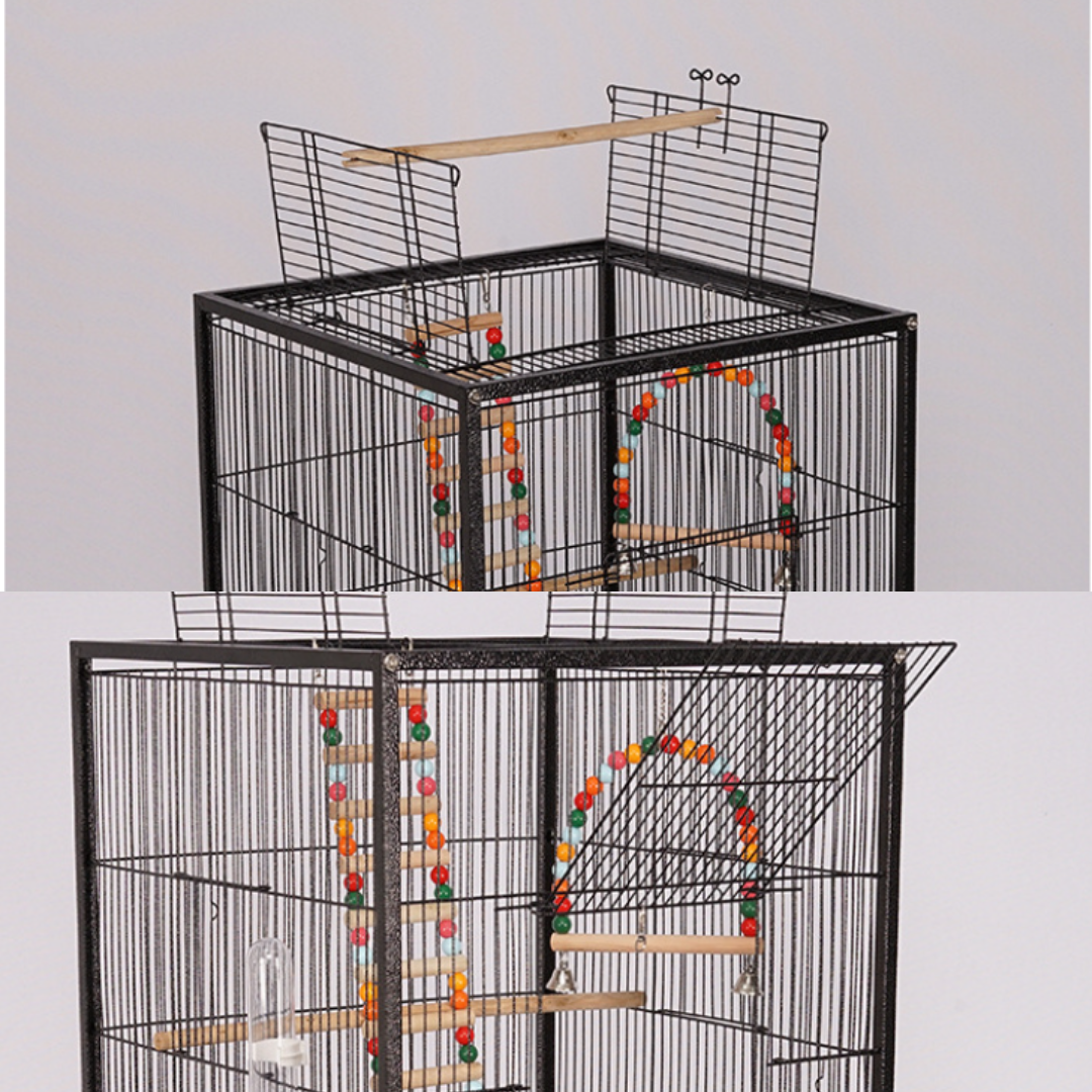 2-Tier | 3-Tier Bird Cage for Parrots | Wrought Iron Parrot Cage Dual ...