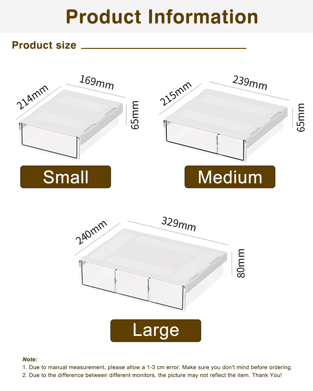 Hidden Drawer Storage Box Under Table Office Home Large Multi-function ...