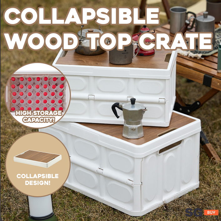 [SG] Wooden Top Container Storage Box | Wooden Box | Foldable Storage ...