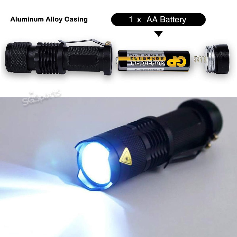 Mini LED Flashlight with Free Batteries Ultra Bright 3 modes Torchlight ...
