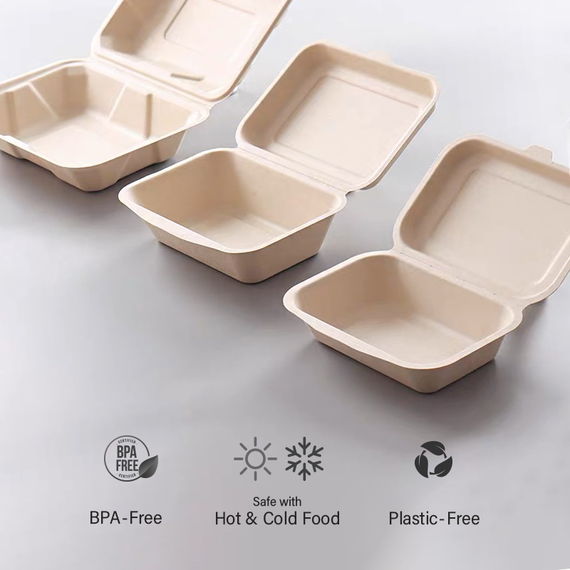BAGASSE Sugarcane Clamshell Lunch Box/Food Container Take Away Lunch ...