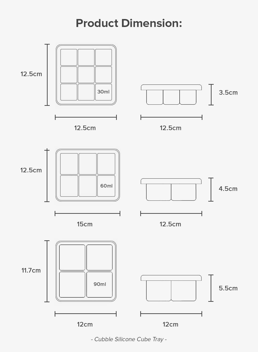 Cubble Silicone Cube Tray 9 x 30ml / 6 x 60ml / 4 x 90ml (2 Colors ...