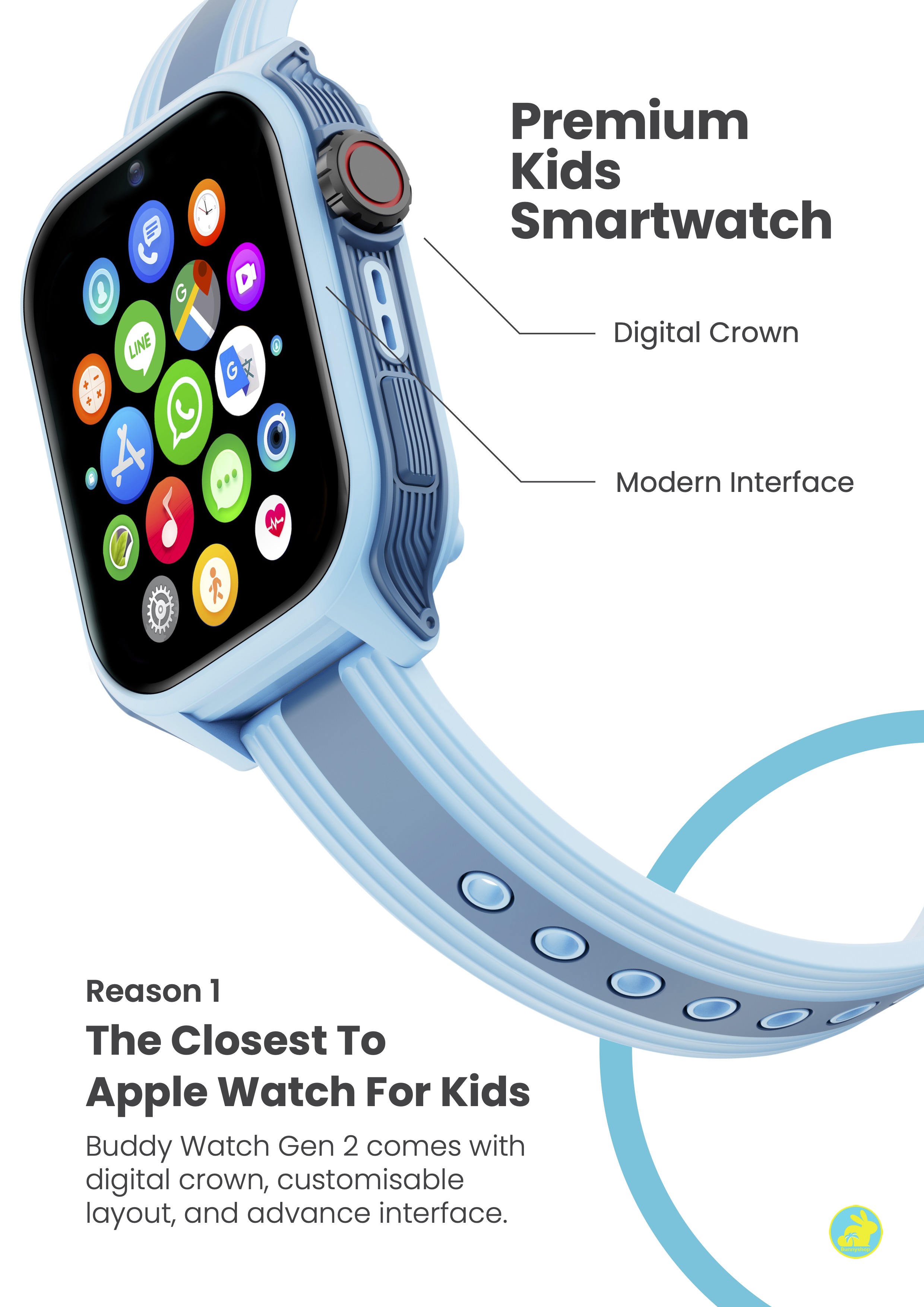 Bunnyshop® Buddy Watch Gen 2 / Angel Watch Pro: 4G Kids Smart Watch ...