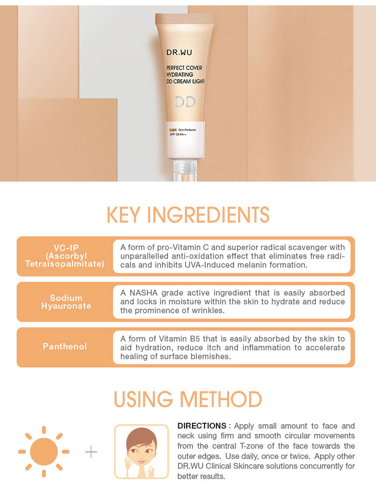 DR WU] Perfect Cover Hydrating DD Cream (NATURAL) SPF28++ 40ml- smoothens  uneven skin tone/ skin redness