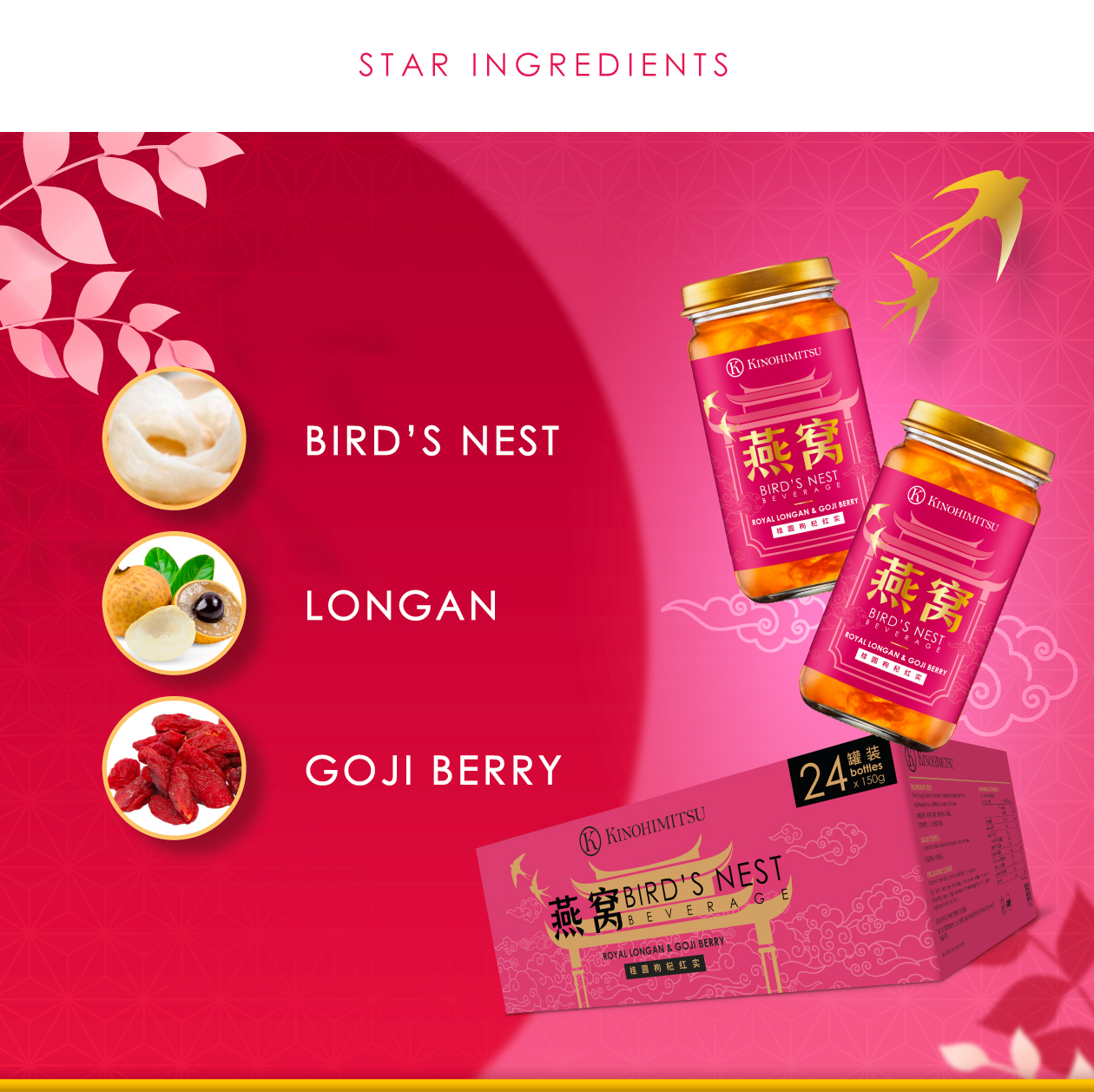 Kinohimitsu Bird’s Nest Beverage with Royal Longan & Goji Berry Inner