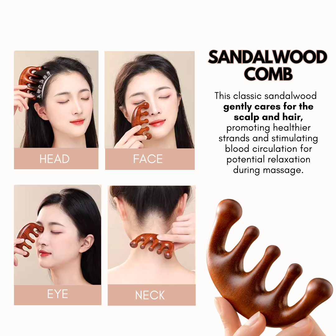 mixshop Sandalwood Comb, Head Massage, Meridian Massage Comb, Skin ...