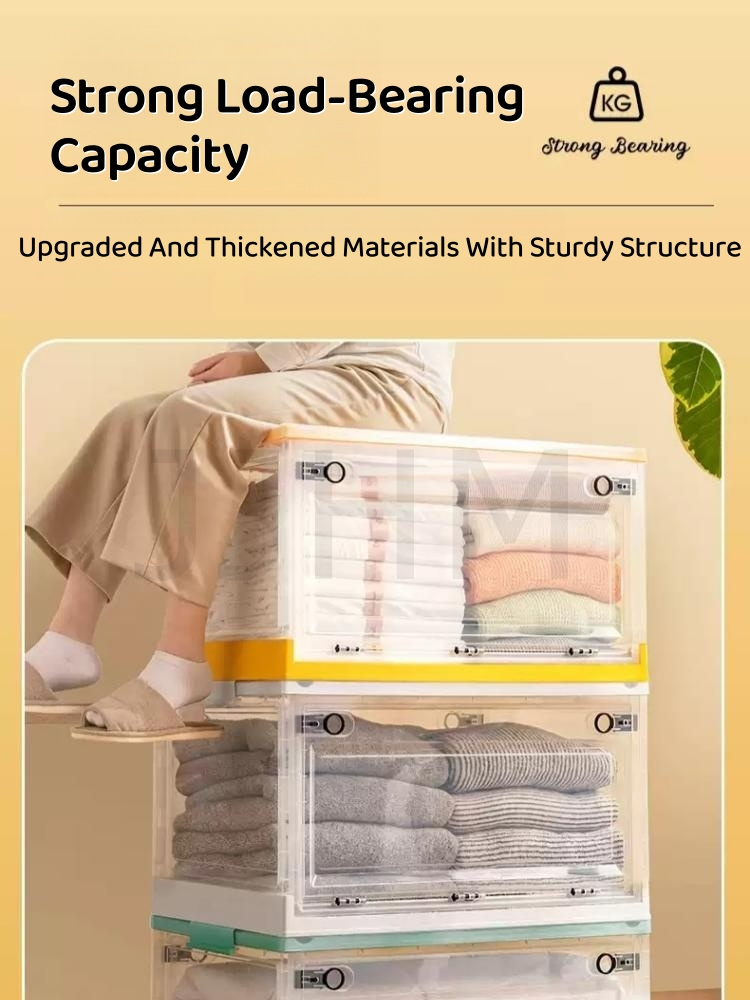 Foldable box organizer stackable storage box collapsible transparent ...
