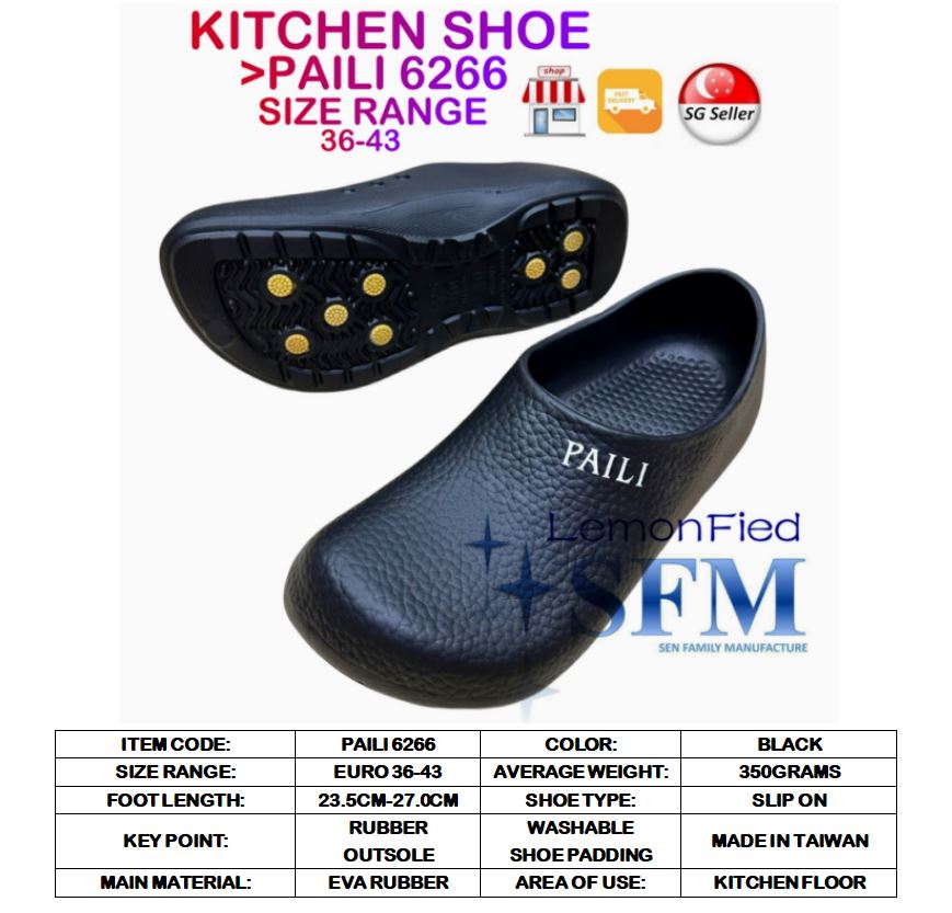Kitchen Shoes Paili 6266 Size 36 - 43 Made In Taiwan slippers black SG ...