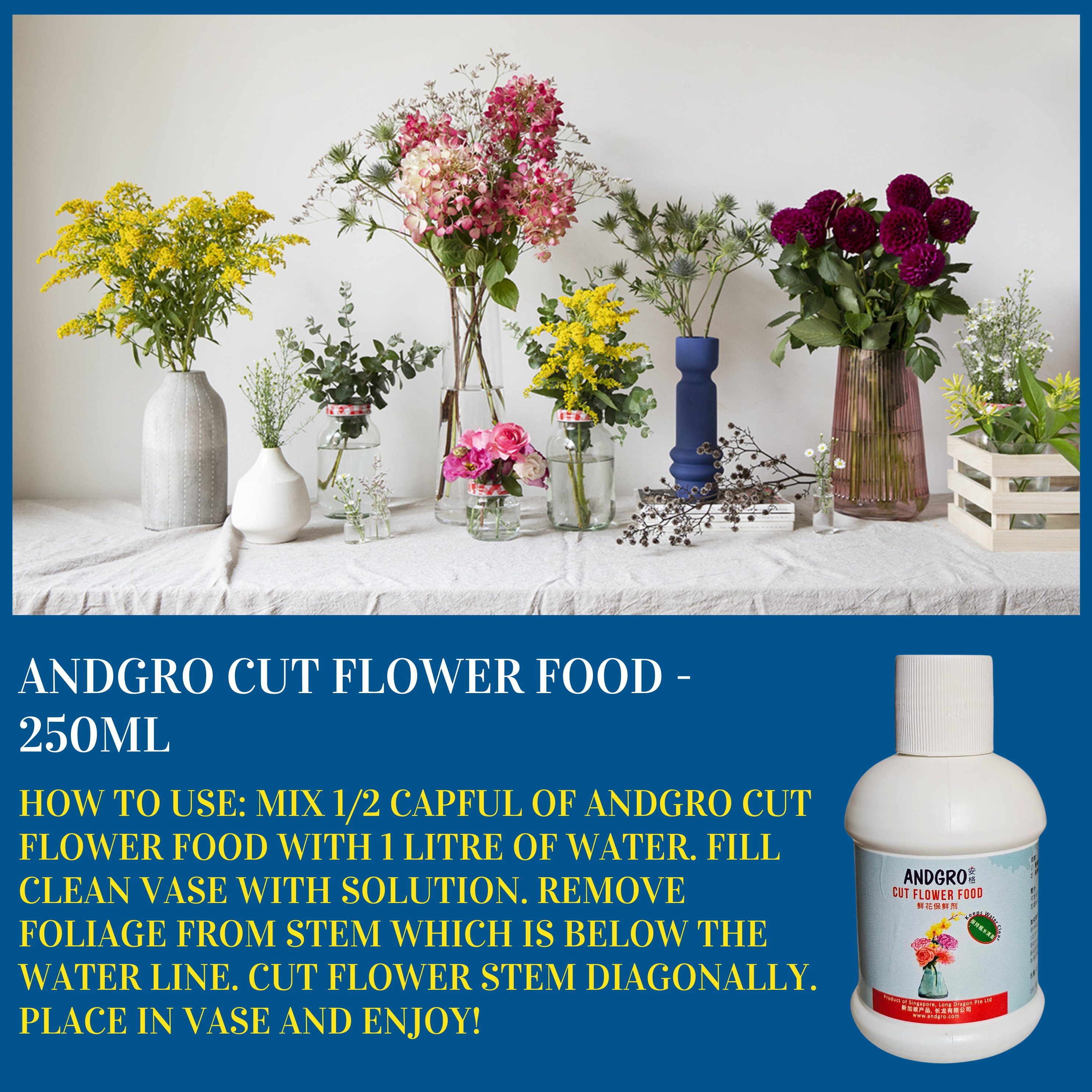 ANDGRO Food for Cut Flower (Carton Deal, 250ml x 12 bottles) | Shopee