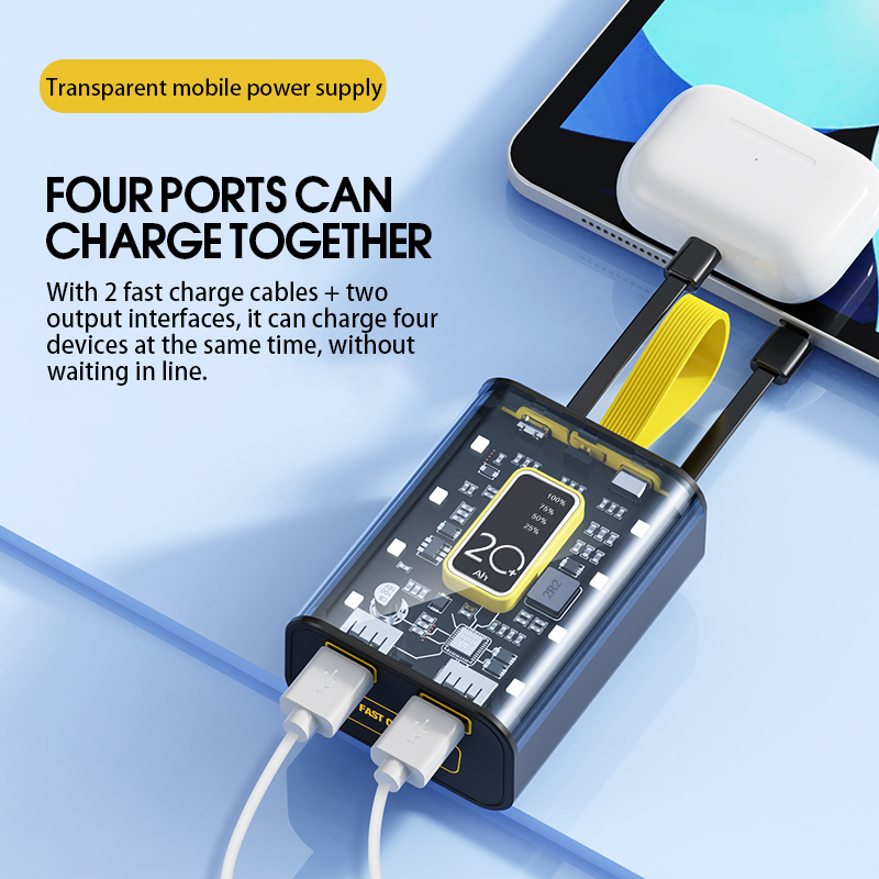 [CCC Certificate] 20000mah Powerbank Built-in 3 Cables Large-Capacity ...