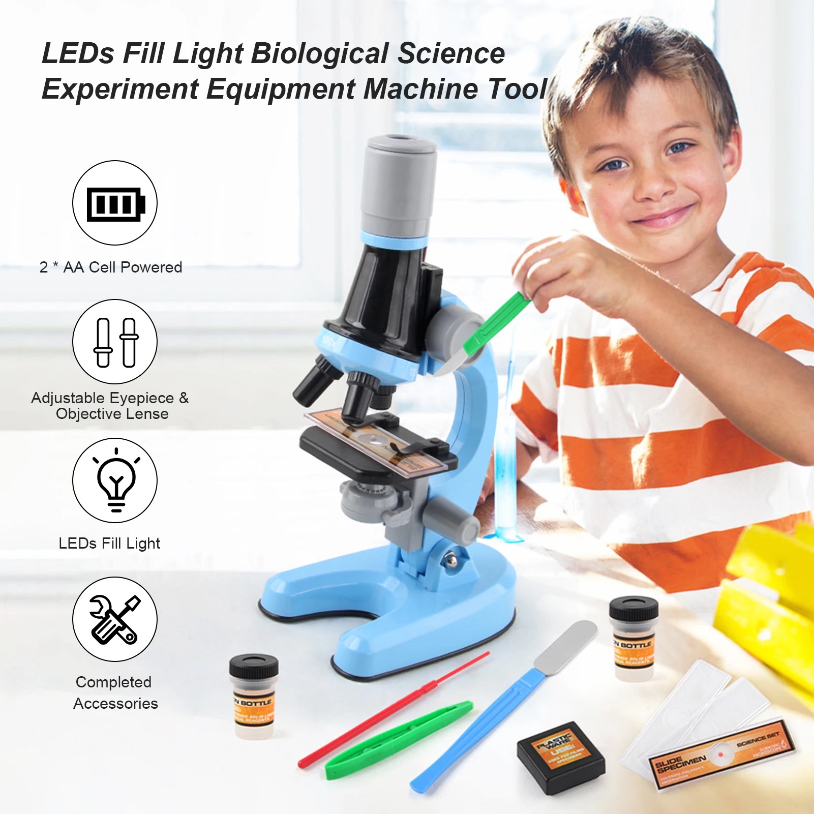 STEM Children's Microscope Kit | 1200X Magnification | Kids Educational ...