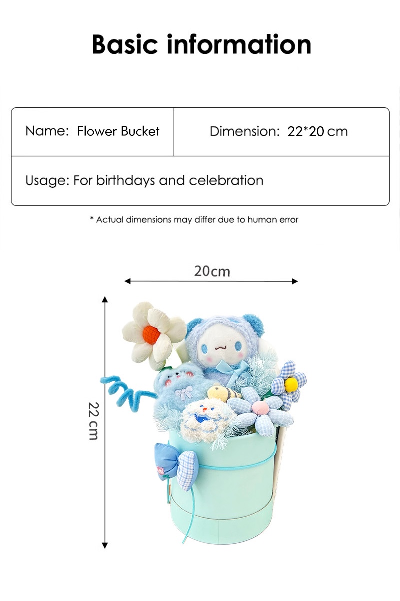 SG Stock Cute Cinnamoroll Kuromi Doll Flower Bucket Bouquet for Wedding ...