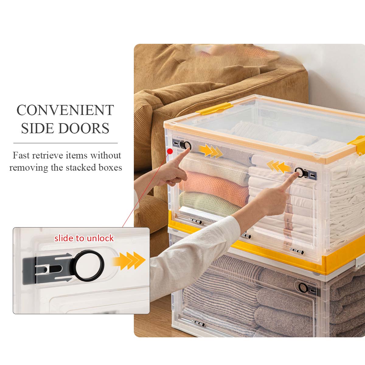 Transparent Foldable Stackable Storage Box Drawer Cabinet Plastic ...