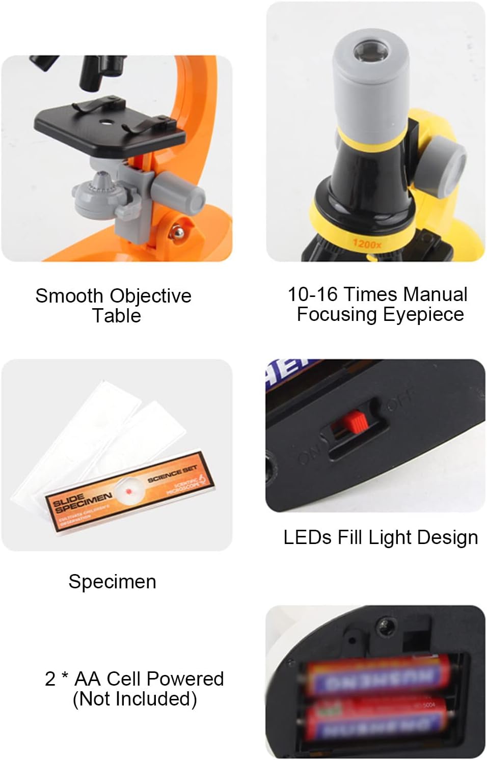 STEM Children's Microscope Kit | 1200X Magnification | Kids Educational ...